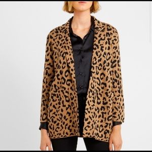 J. Crew Sophie leopard open front sweater blazer XS